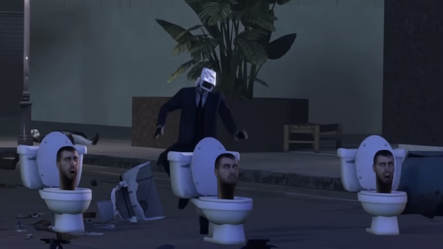 A screenshot from a YouTube “Skibidi Toilet” video.