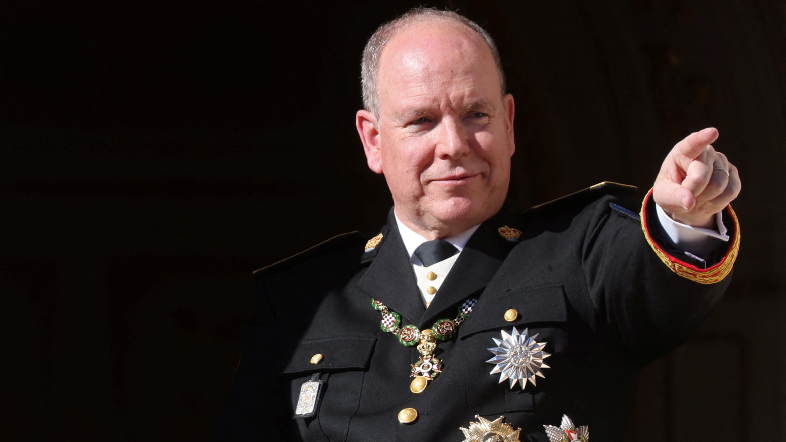 Prince Albert II of Monaco stands on the Palace balcony during the celebrations marking Monaco's National Day in Monaco, November 19, 2023.