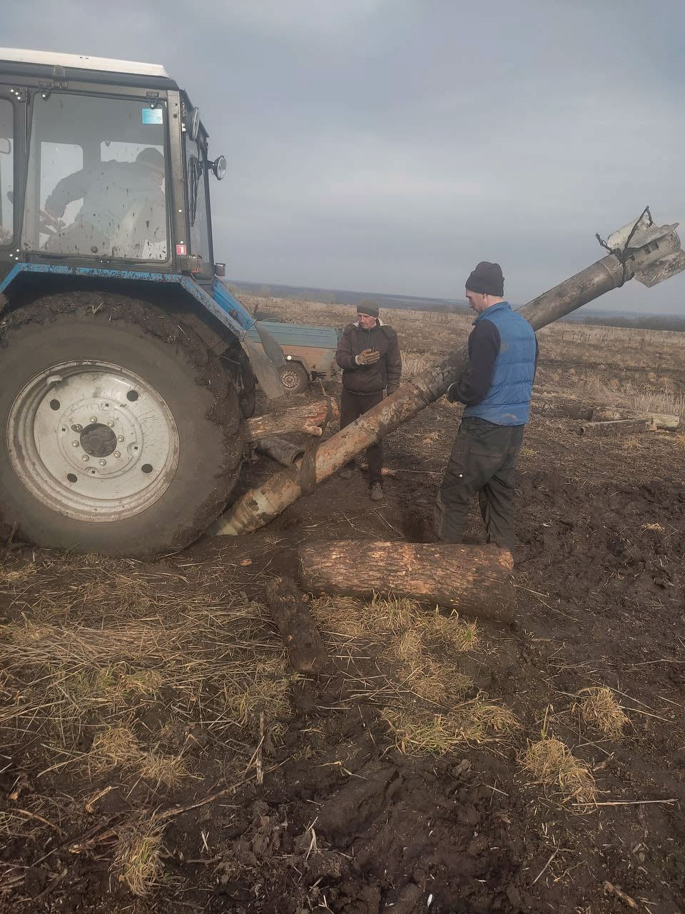A Hurricane Uragan rocket munition in a local farmer's field in Ukraine.
