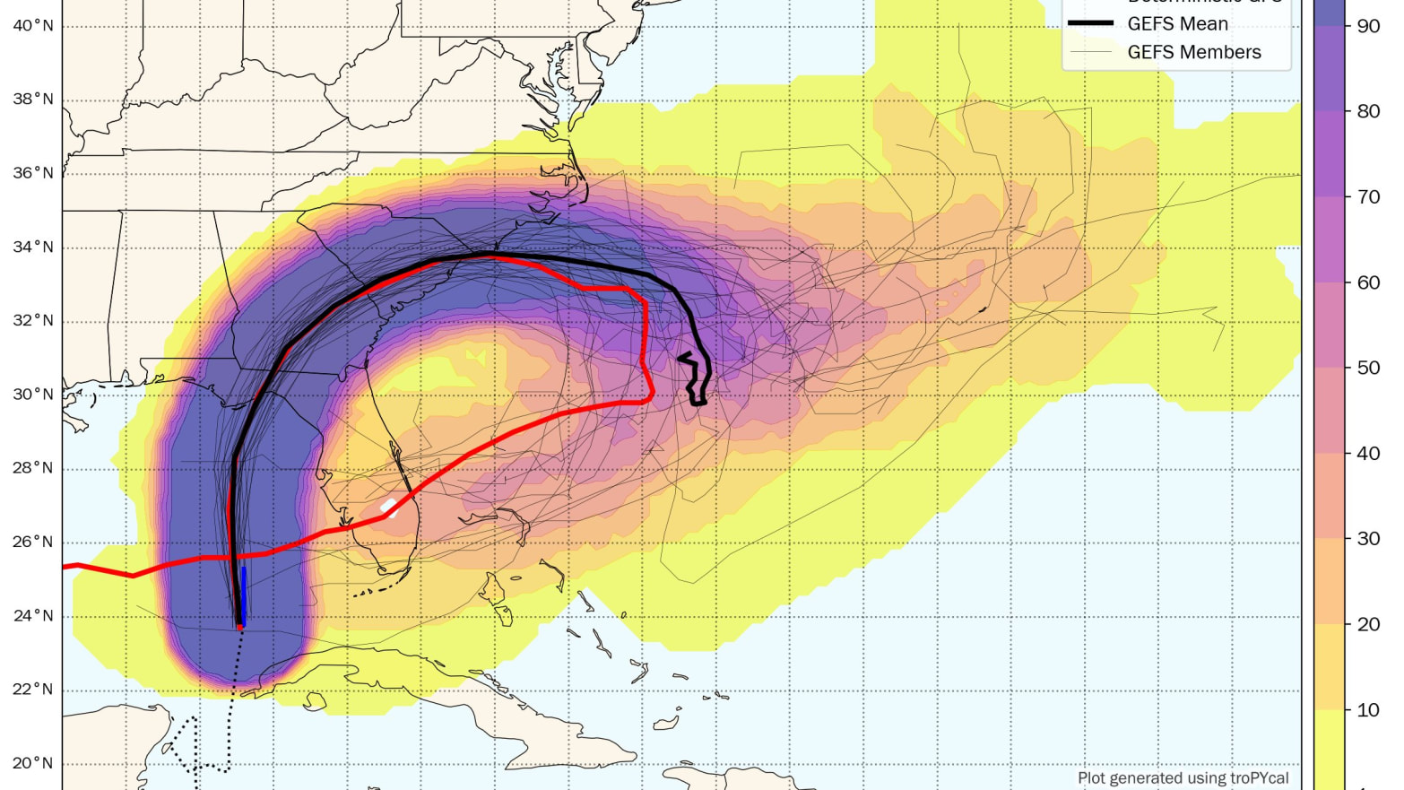 Model showing Hurricane Idalia could strike Florida twice.