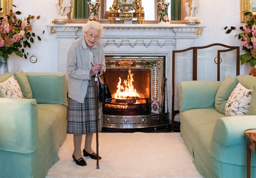 Queen Elizabeth waits in the Drawing Room before receiving Liz Truss for an audience, where she invited the newly elected leader of the Conservative party to become Prime Minister and form a new government, at Balmoral Castle, Britain September 6, 2022.