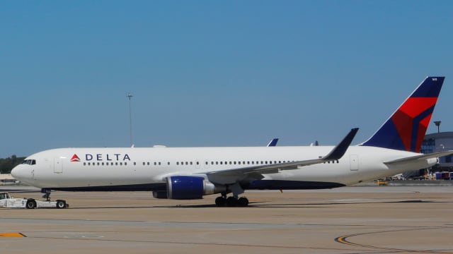 Delta Air Lines planes taxi at its Atlanta hub.