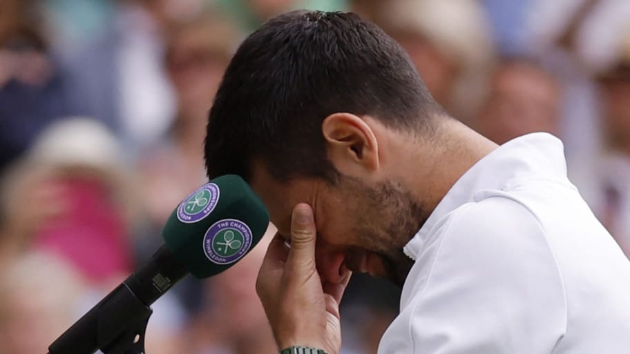 Serbia’s Novak Djokovic looks dejected after losing his final match against Spain's Carlos Alcaraz at the Wimbledon men’s final. He has to pay an $8,000 fine for smashing his racket in a furious outburst during the final.