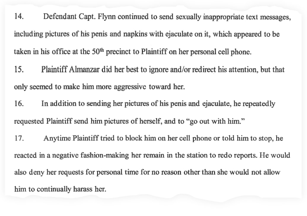 A snippet of Detective Michelle Almanzar’s lawsuit