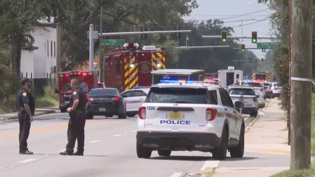 The scene in Jacksonville, Florida, after a shooting at a Dollar General 