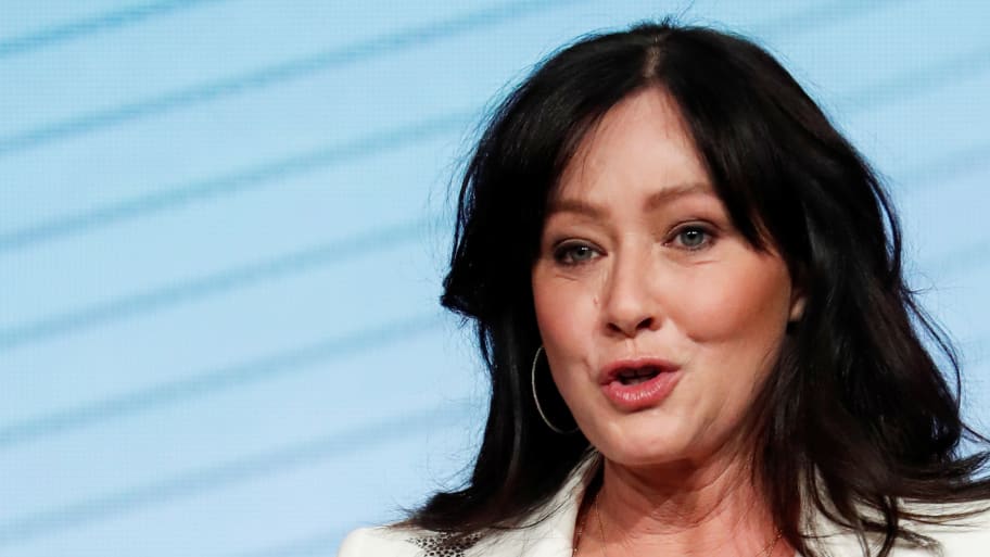 Shannen Doherty speaks during a panel for the Fox television series “BH90210” at the Summer TCA (Television Critics Association) Press Tour in Beverly Hills, California, U.S., August 7, 2019.