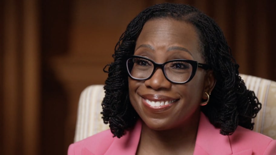 Ketanji Brown Jackson smiles during an interview with CBS News' Norah O'Donnell.