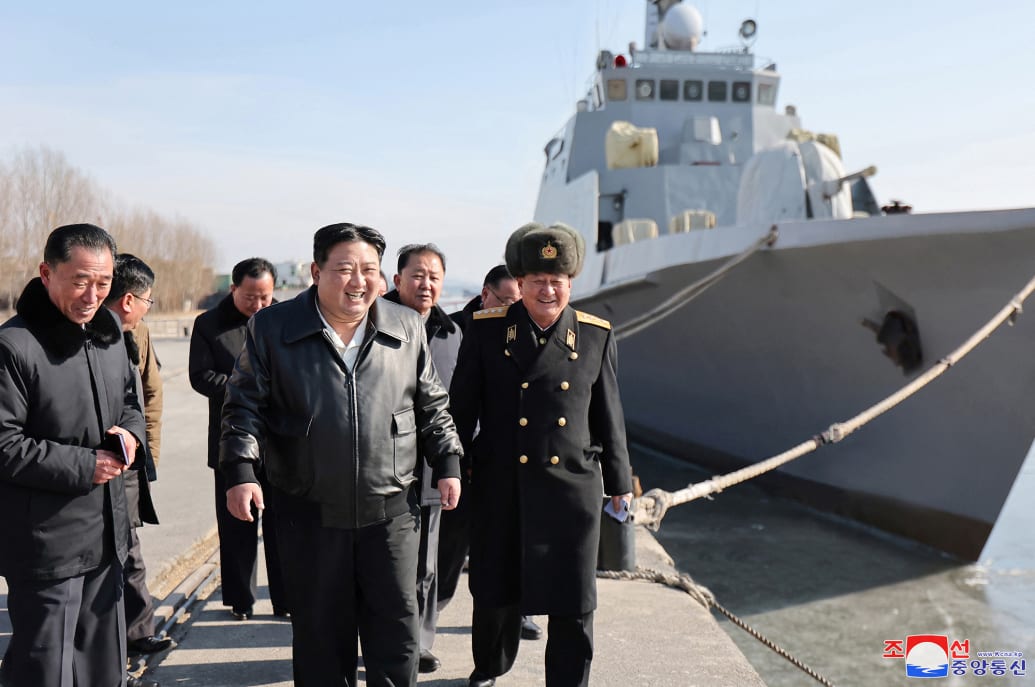 North Korean leader Kim Jong Un visits the Nampo Shipyard in North Korea.