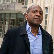 Carlos Watson, CEO of Ozy Media, departs U.S. Federal Court in Brooklyn after being arrested and charged with fraud in New York City, New York, U.S., February 23, 2023. 