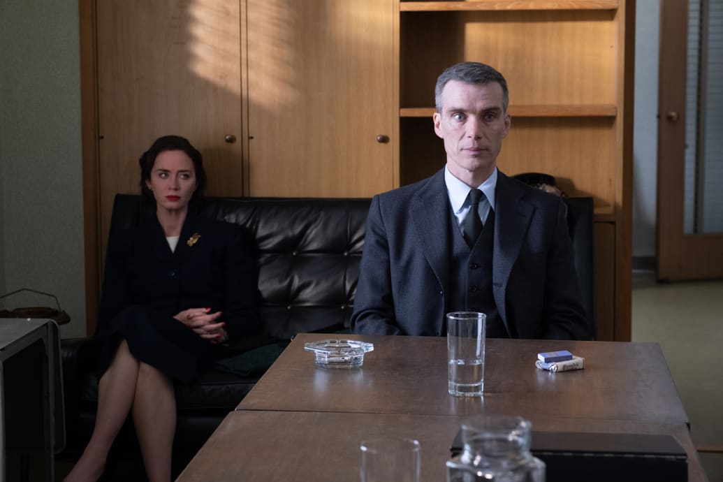 A photo of Emily Blunt and Cillian Murphy in Oppenheimer.