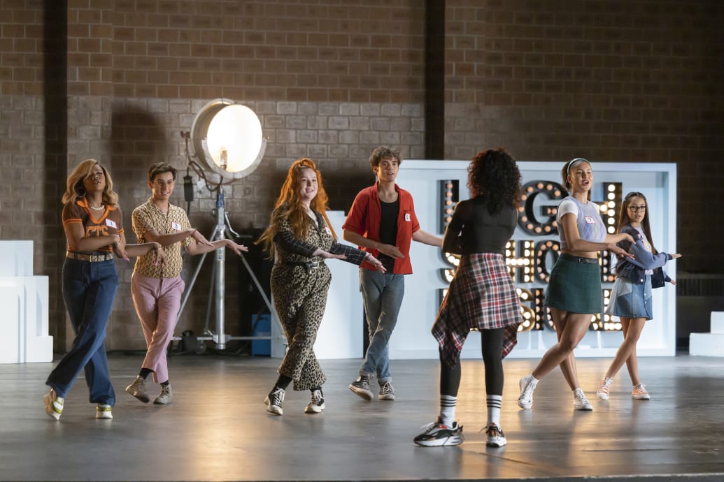 The cast of season 3 dances in a scene from High School Musical: The Musical: The Series.