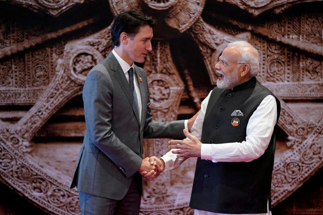Indian Prime Minister Narendra Modi welcomes Canada Prime Minister Justin Trudeau in India.