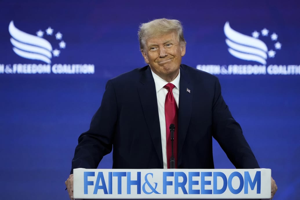 Republican presidential candidate former President Donald Trump speaks at the Faith and Freedom Road to Majority conference.