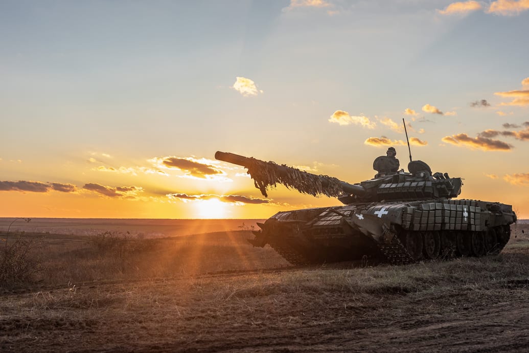A Ukrainian tank crew at a training camp in Donetsk Oblast, Ukraine on Nov. 7, 2023.