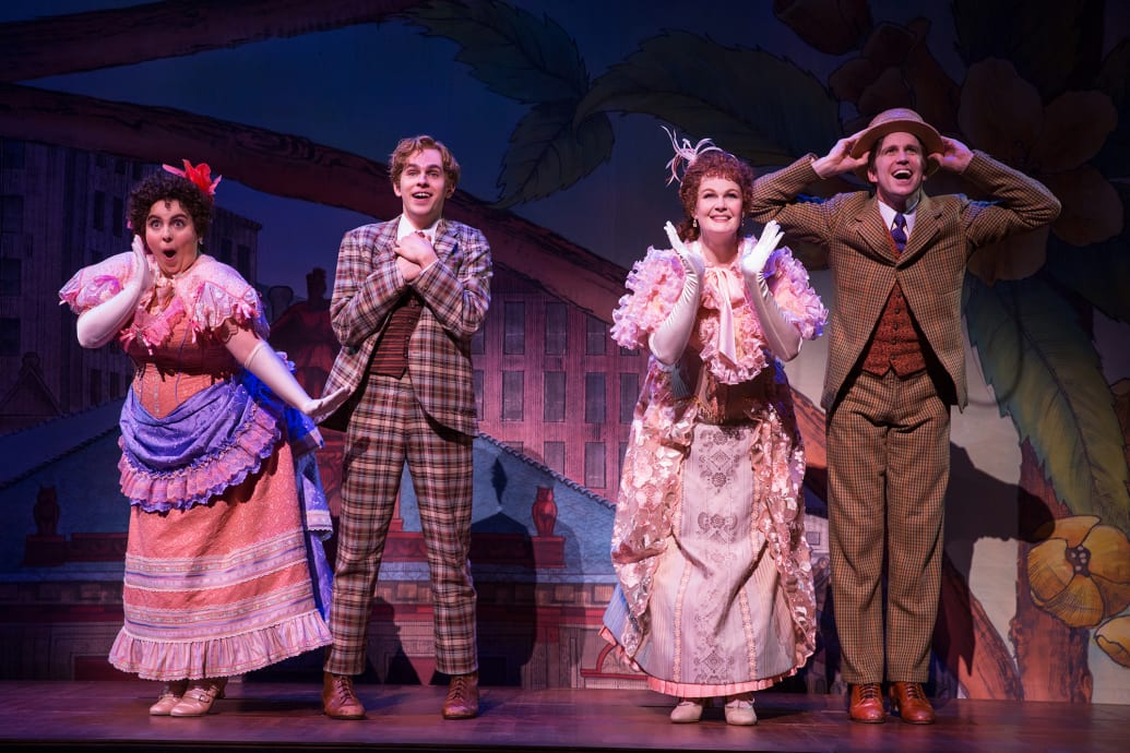 Beanie Feldstein, Taylor Trensch, Kate Baldwin and Gavin Creel in 'Hello, Dolly!' on Broadway.
