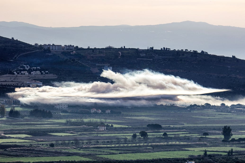 Smoke billows from an Israeli bombardment in the Khiyam plains near the border with Israel in southern Lebanon.