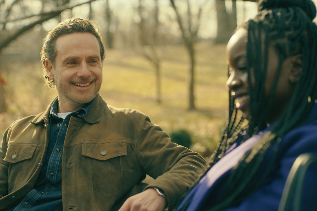 Andrew Lincoln as Rick Grimes and Danai Gurira as Michonne in The Walking Dead: The Ones Who Live.