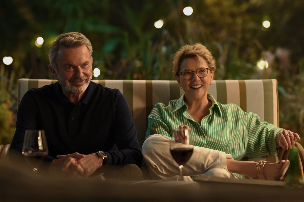 Sam Neill as Stan and Annette Bening as Joy in Apples Never Fall.