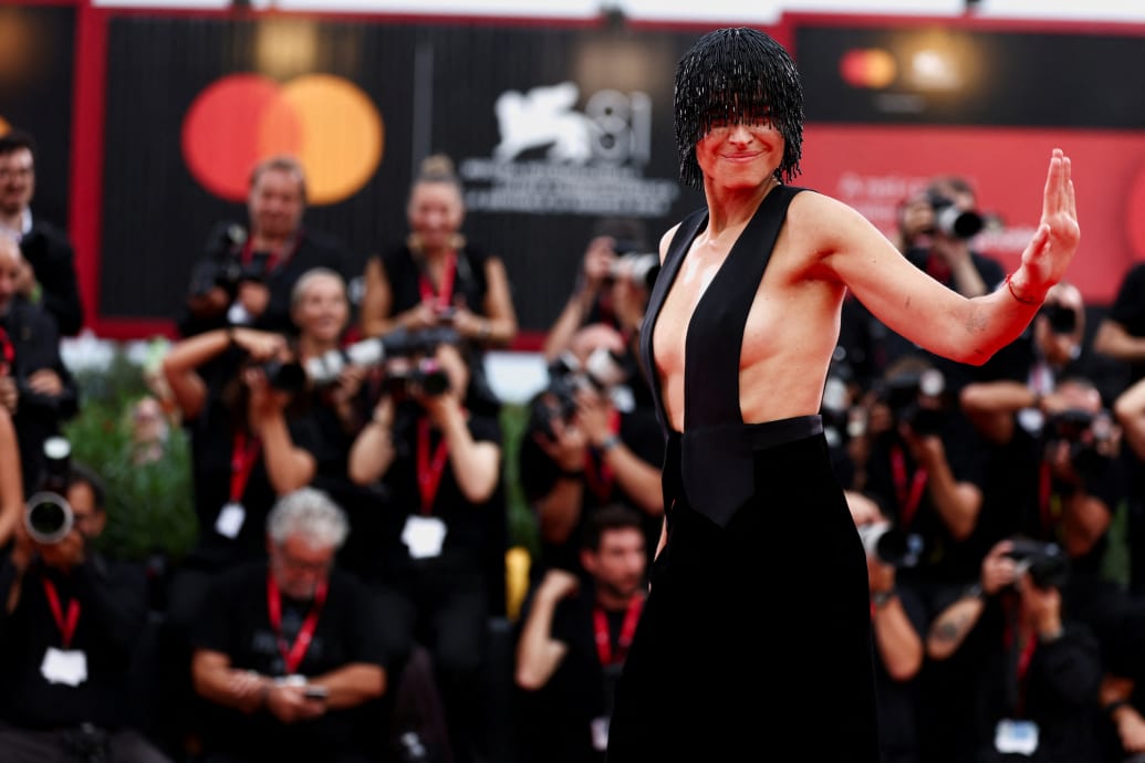 Kasia Smutniak poses on the red carpet at the Venice Film Festival on  September 2, 2024.