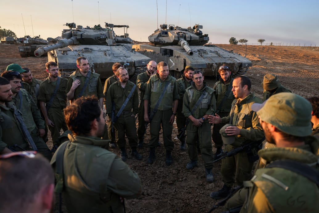 Israeli soldiers deployed on the southern border with the Gaza Strip.