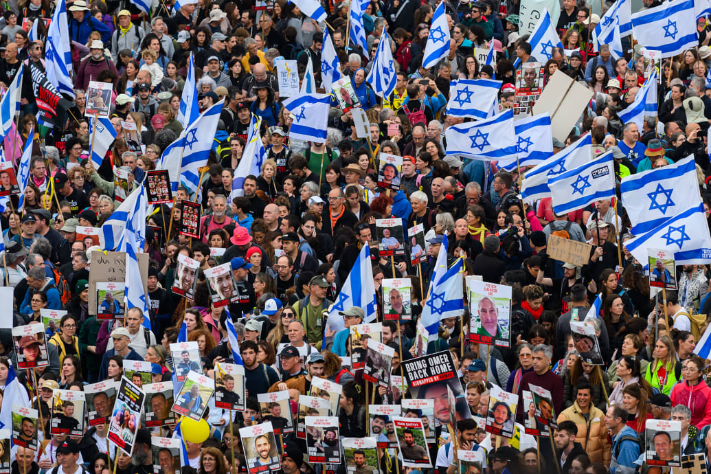 Thousands of people led by the families of hostages march into Jerusalem.