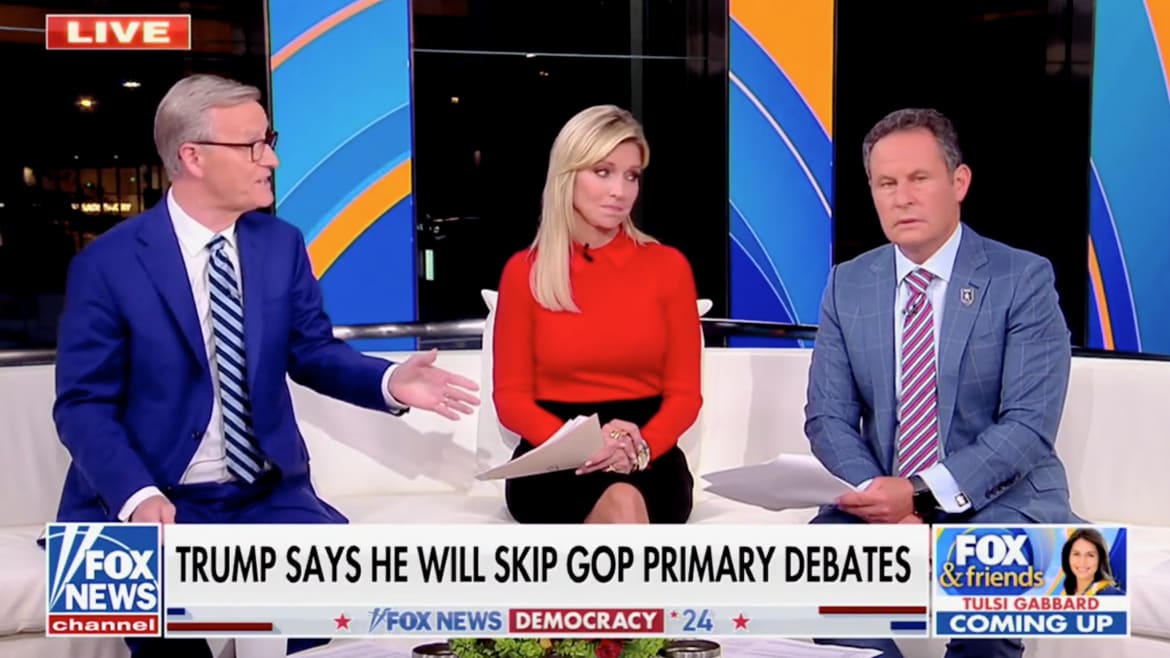 ‘Fox & Friends’ Host Claims Trump Skipping GOP Debates Is Helping Biden