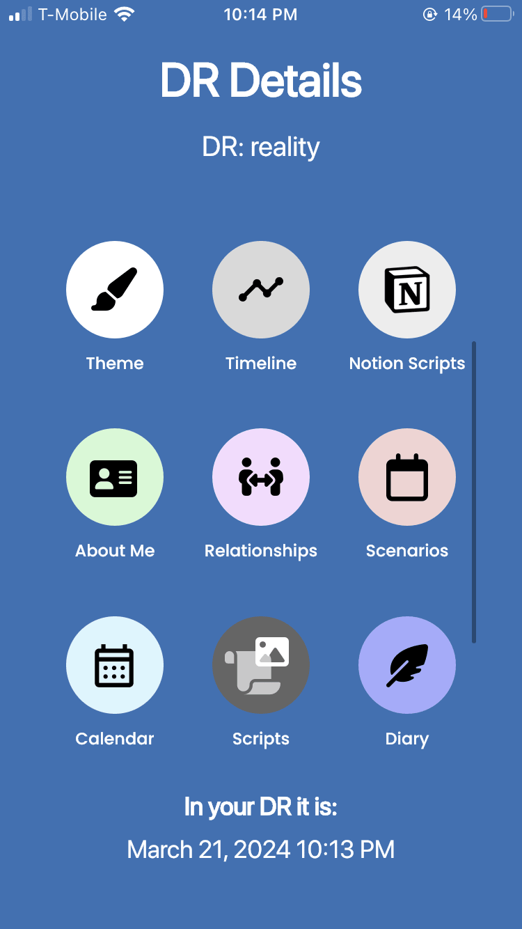 A screenshot of an app with a blue background