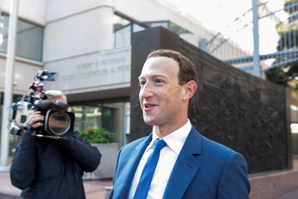 Meta CEO Mark Zuckerberg leaving court in 2022.