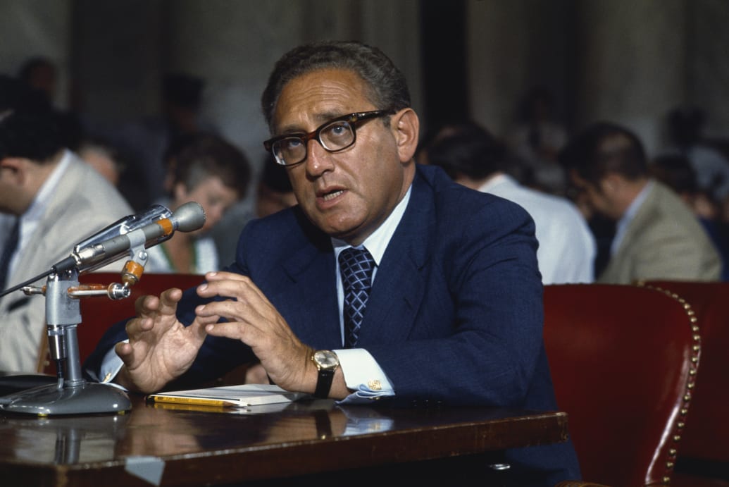 Henry Kissinger appears before the Senate Foreign Relations Committee on his nomination to be Secretary of State.