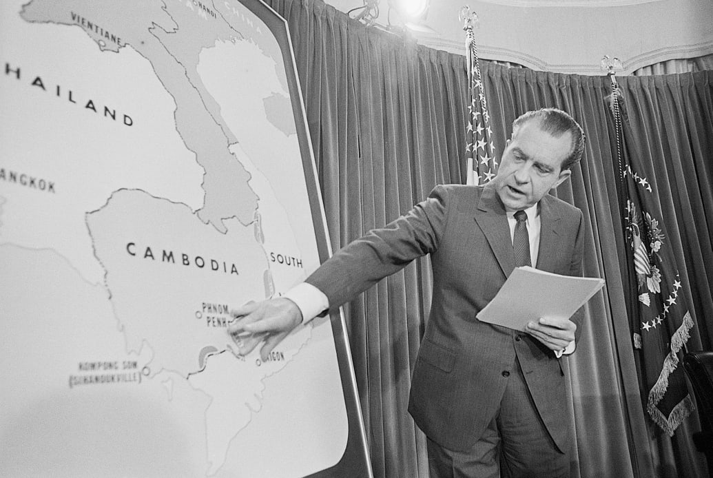President Nixon announces that several thousand American ground troops have entered Cambodia.