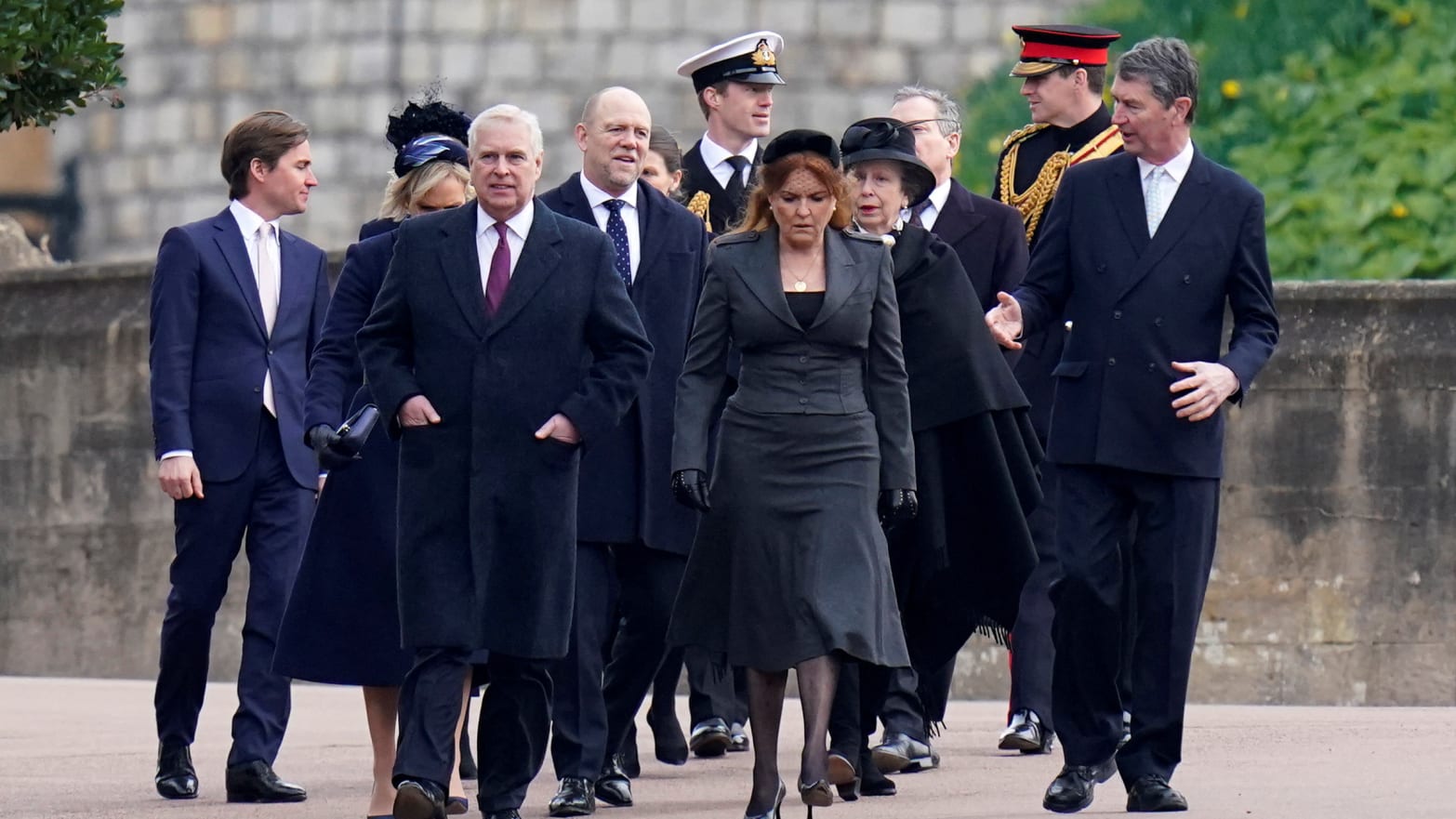 Prince Andrew the Duke of York and Sarah, Duchess of York, lead the royal pack attending a thanksgiving service for the life of King Constantine.