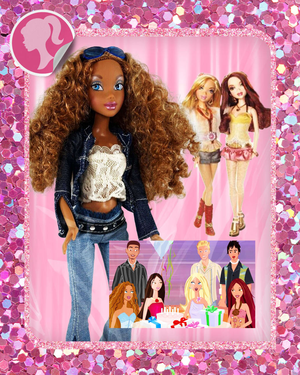 A photo illustration featuring the My Scene Barbies