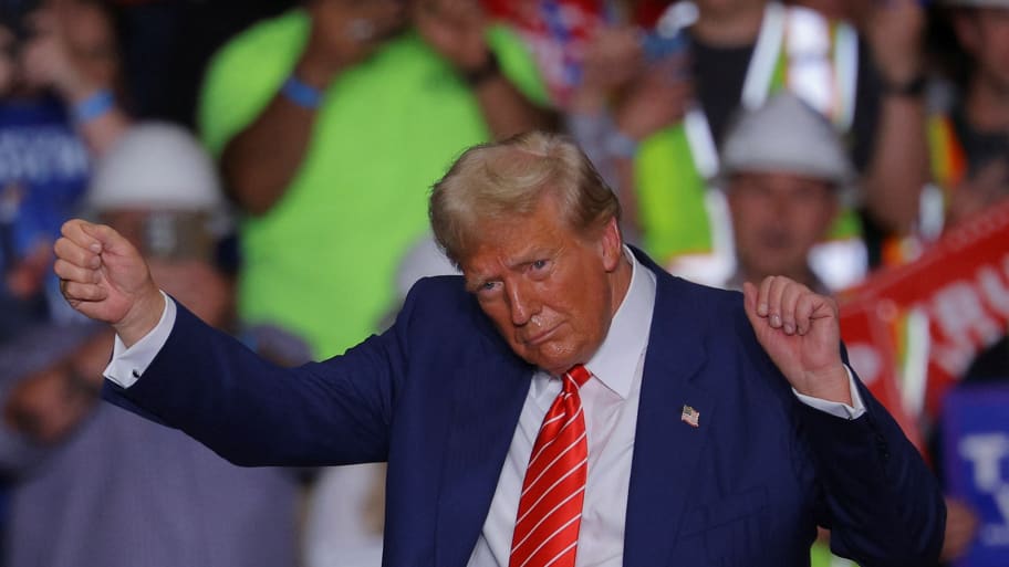 Trump appears for a rally in Johnstown, Pennsylvania.