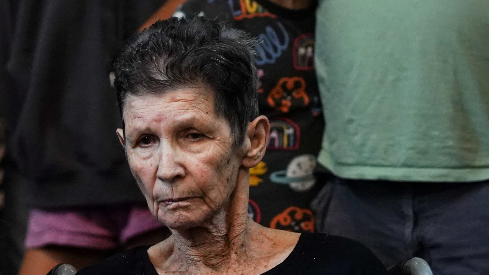 Yocheved Lifshitz, 85, an Israeli grandmother who was held hostage in Gaza looks on after being released by Hamas militants, at Ichilov Hospital in Tel Aviv, Israel, Oct. 24, 2023.