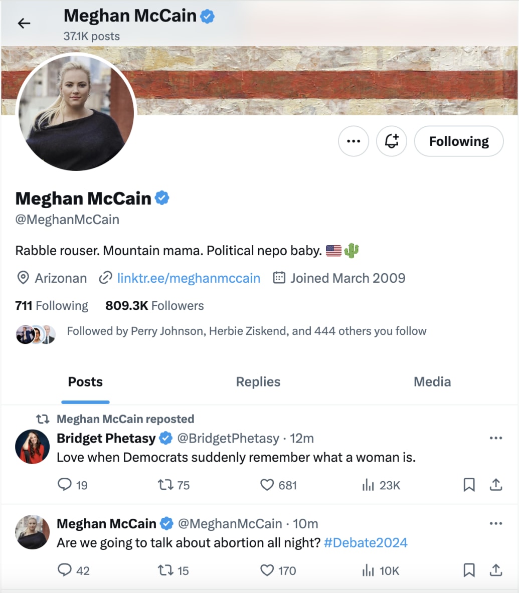 Meghan McCain on X.