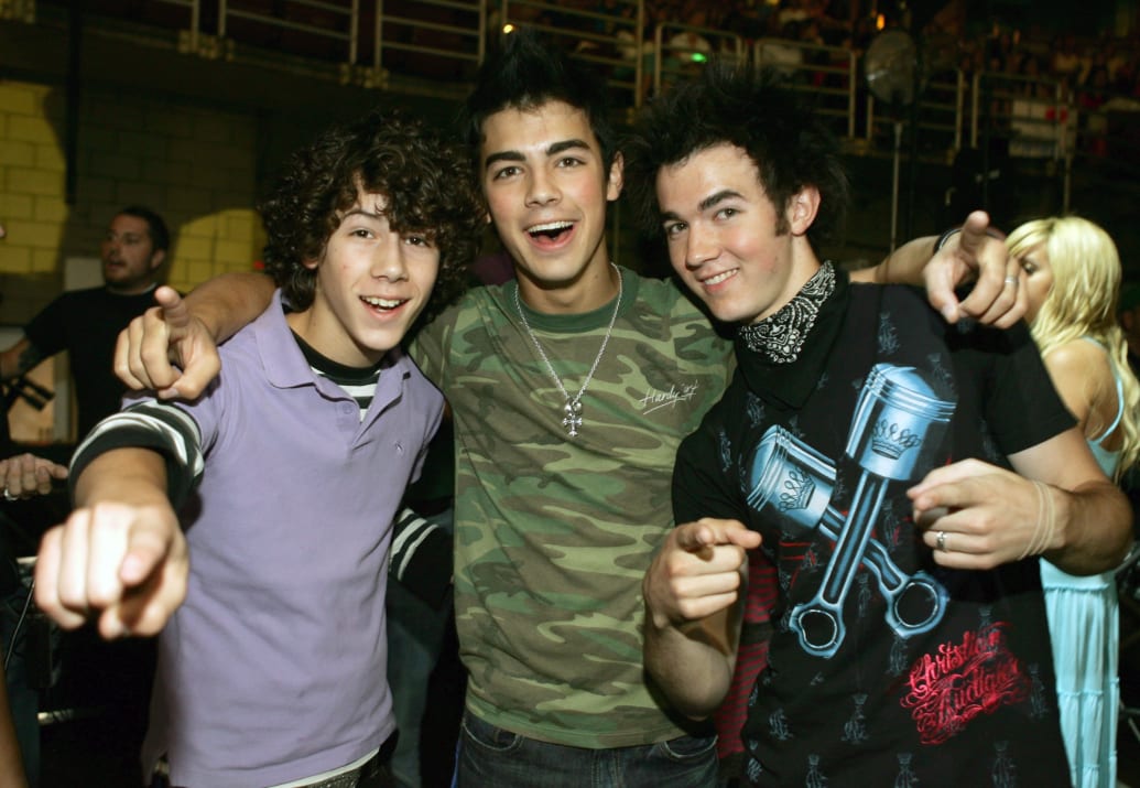 Nicholas Jonas, Joseph Jonas and Kevin Jonas of The Jonas Brothers pose for a picture in 2006.