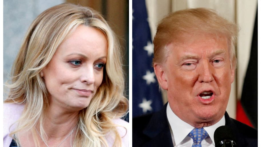 A combination photo shows adult film actress Stephanie Clifford, also known as Stormy Daniels, and former U.S. President Donald Trump