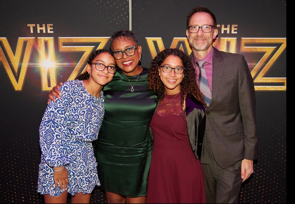 Schele Williams with her husband Scott Kleinberger and children Sasha and Sayla attend the opening night of 'The Wiz' in Baltimore.