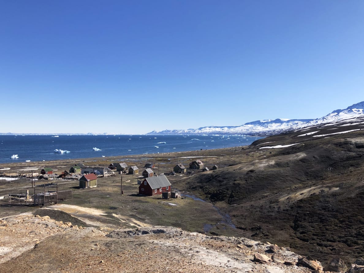 A photograph of the ghost town of Qullissat, on Disko Island, in Greenland.