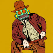 Illustration of Indiana Jones with a robot head