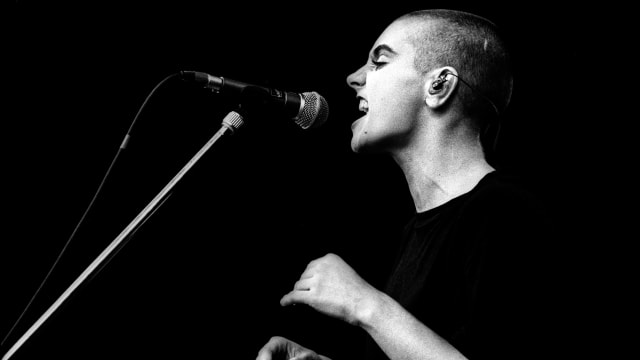 Sinead O'Connor performing on Rock Torhout, in Torhout, Belgium in 1990.
