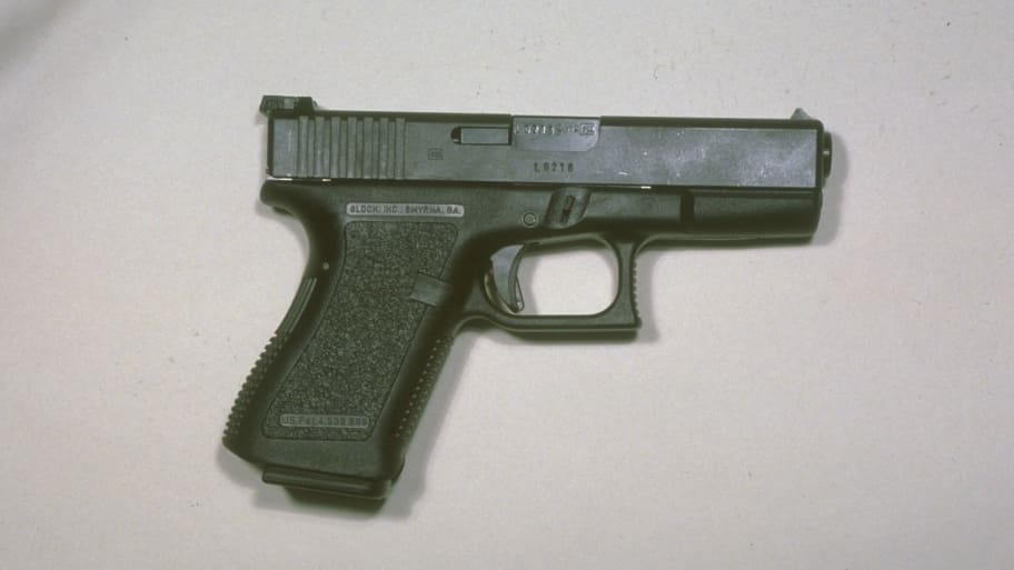 Glock 17, $550 17-shot, 9-mm semiautomatic handgun, usually police firearm, also used by professional criminals, made by Glock Gesmbh, Deutsch-Wagram of Austria.