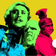 Photo illustration of stills from Young Frankenstein, Blazing Saddles, and History of the World: Part I