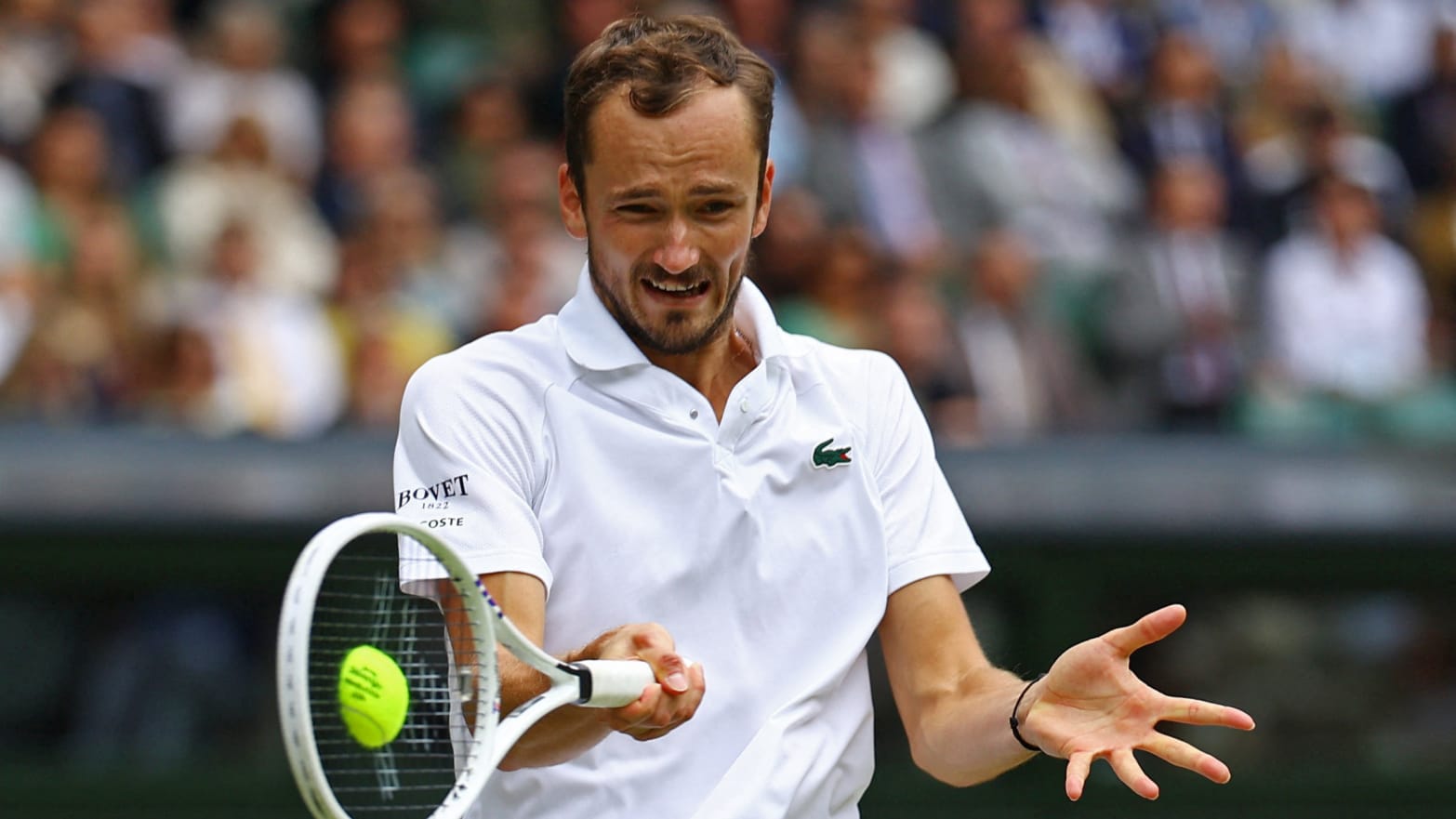 Russia's Daniil Medvedev in action during his semi final match against Spain's Carlos Alcaraz. 