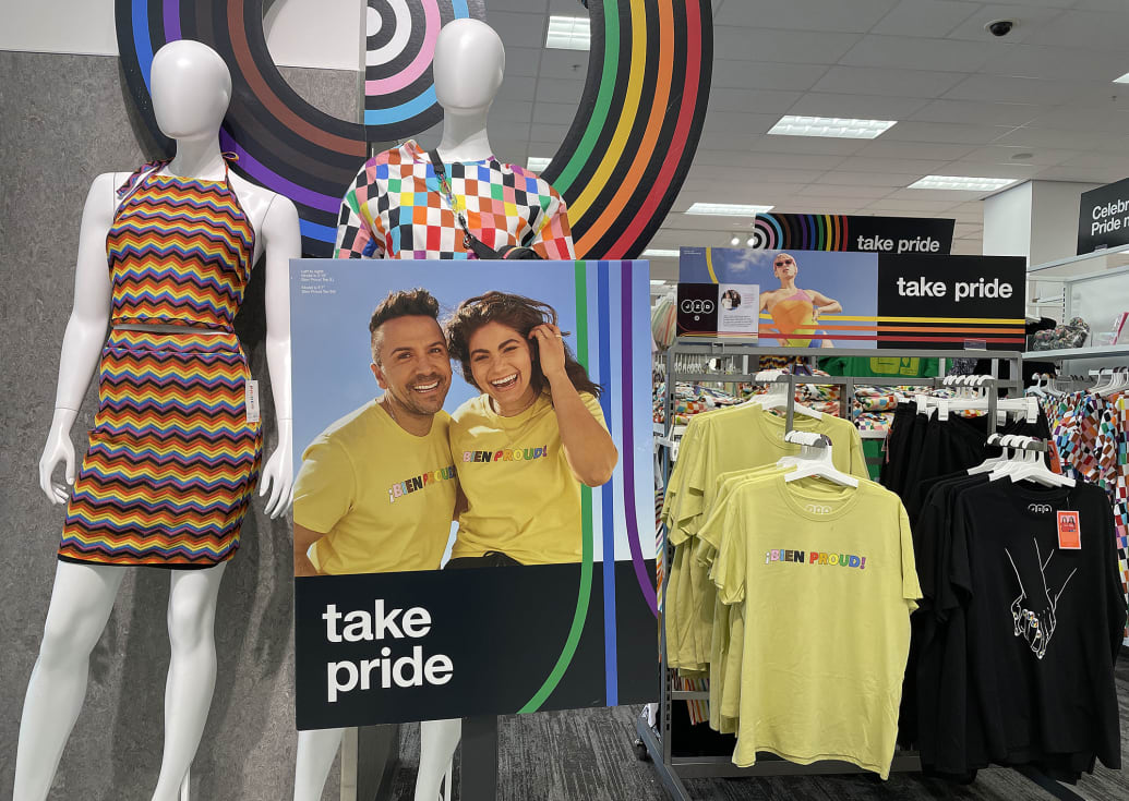 Pride Month merchandise is displayed at a Target store in San Francisco.
