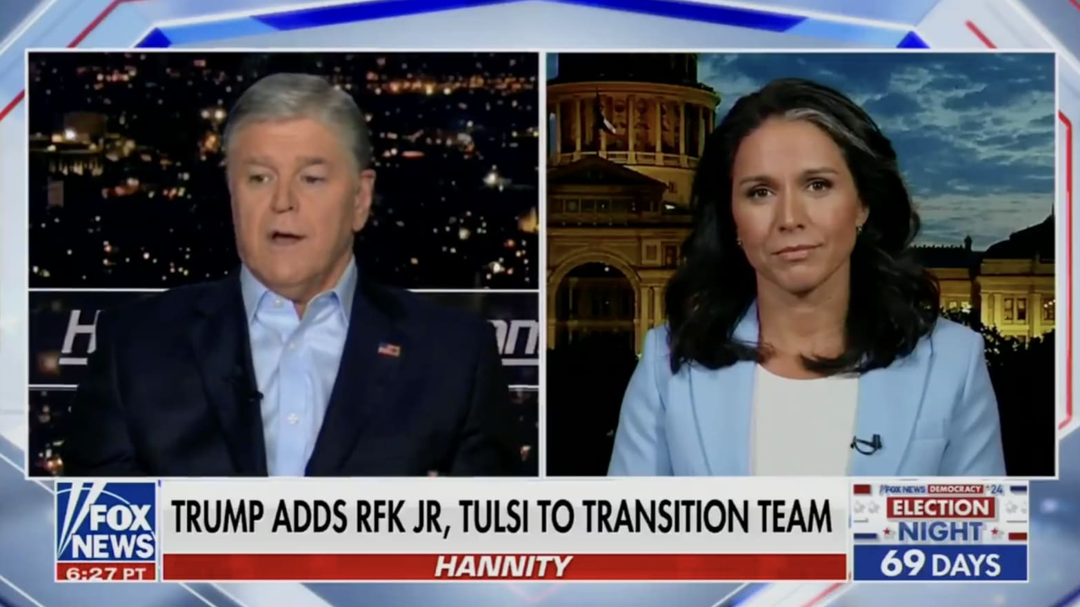 Tulsi Gabbard told Sean Hannity she is stuck on a TSA watchlist typically reserved for suspected terrorists.