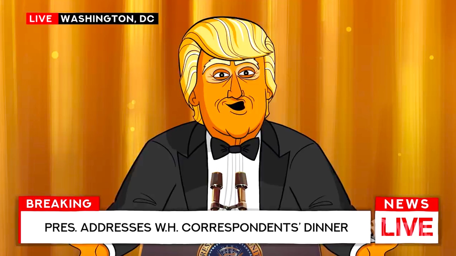 Colbert's 'Cartoon President' Trump Delivers Deranged WHCD Speech