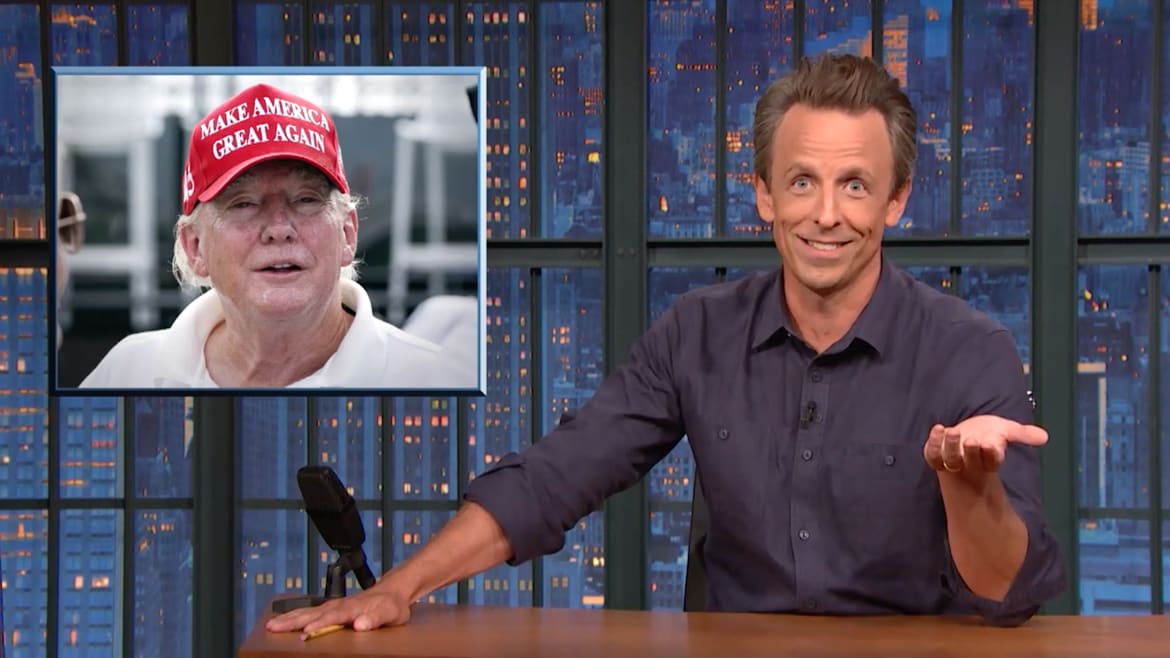 Seth Meyers Roasts the Hell Out of Trump’s ‘Face-Melt’ Photo