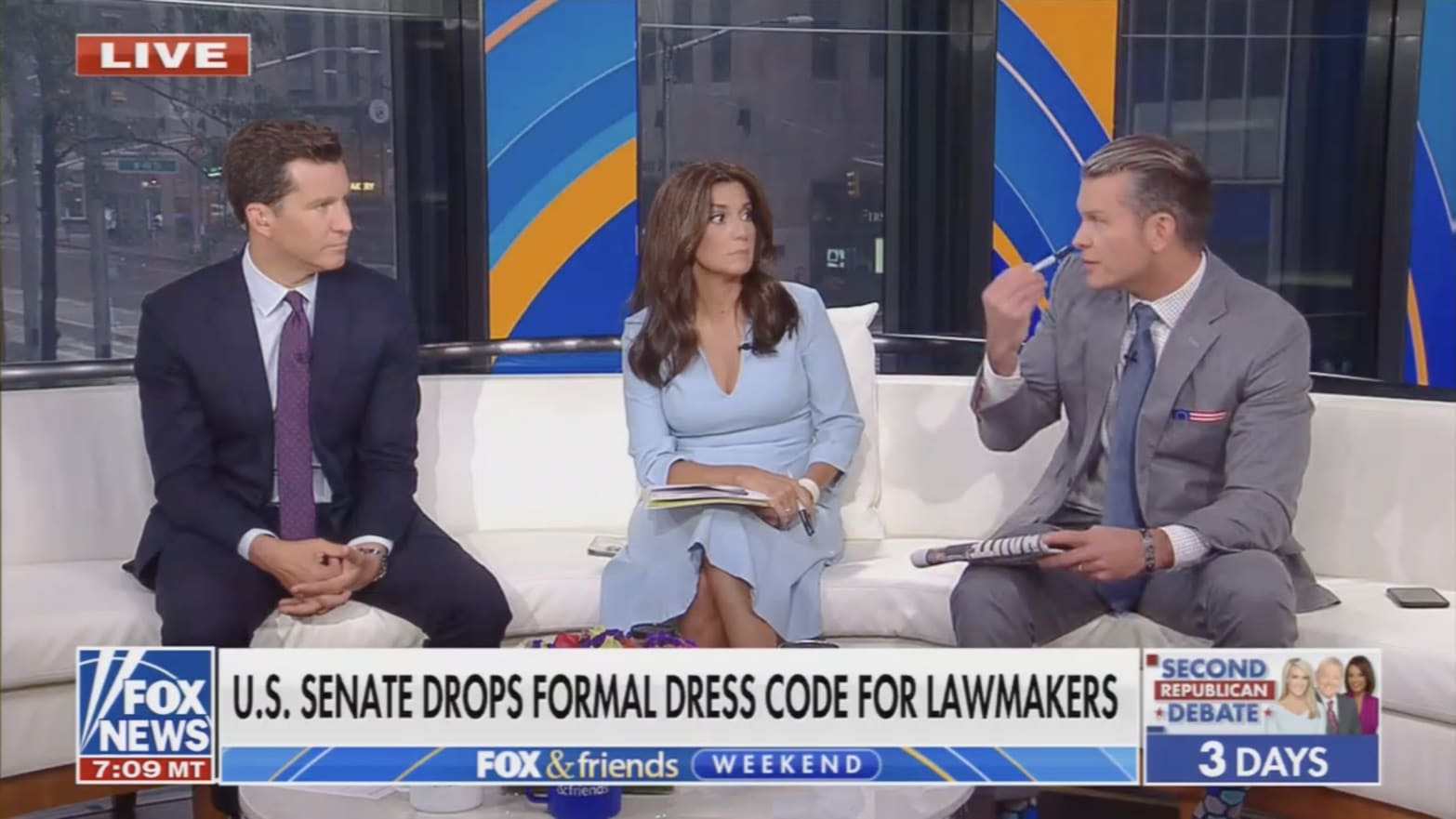 Fox and Friends co-host Pete Hegseth rants about Sen. John Fetterman’s fashion choices.
