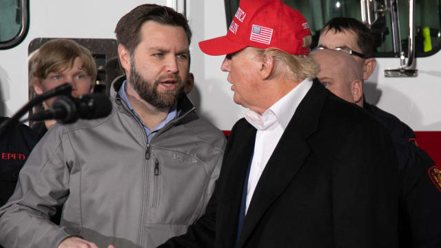 Donald Trump arrived at his hush-money trial Monday with several MAGA lawmakers joining him, including J.D. Vance.